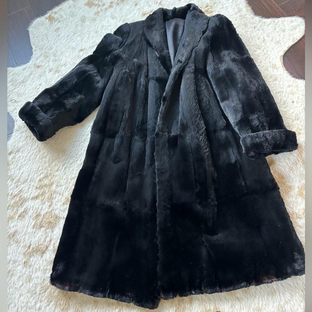 Vintage 1940s Black Fur Swing Coat